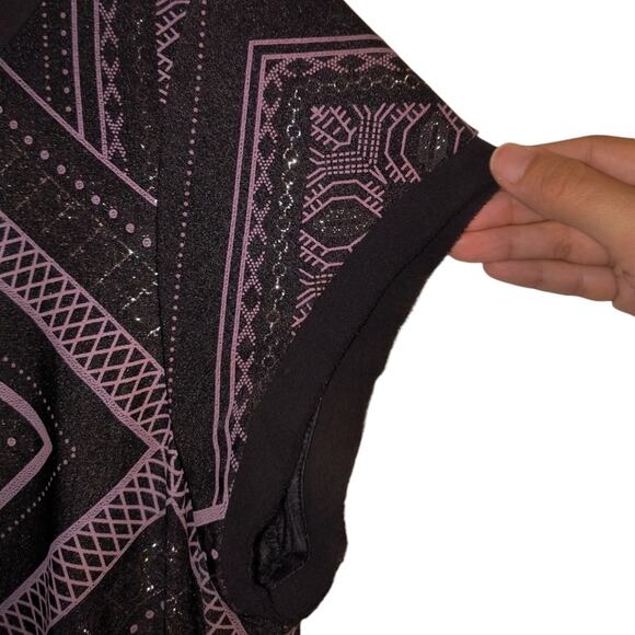 Vince Camuto Women's Black Purple Geometric Print Glitter Shift Dress 14 - Picture 7 of 16